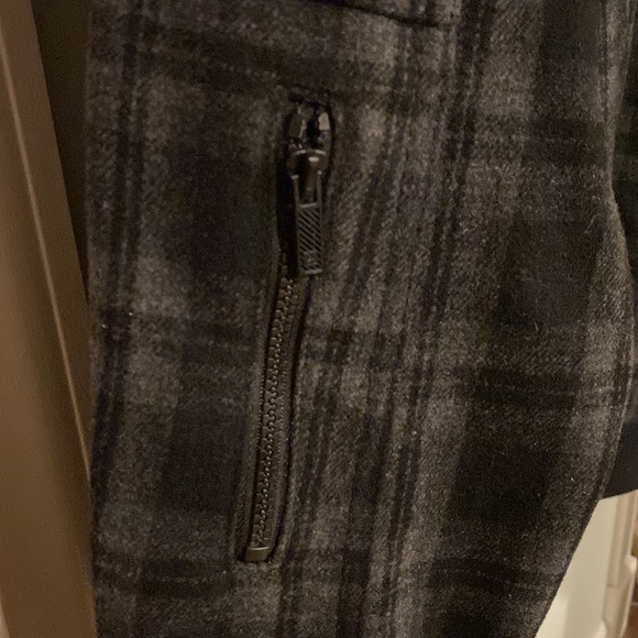 Jack & Jones Denim Gray/Black Plaid Hooded Marlow Wool Jacket Sz Medium - Picture 6 of 15